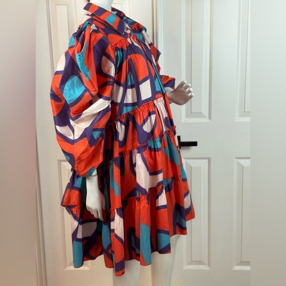 LOVE HICHLICHT Vibrant Multicolor Puff Sleeve Dress Size 3XL. C22 - Picture 12 of 13